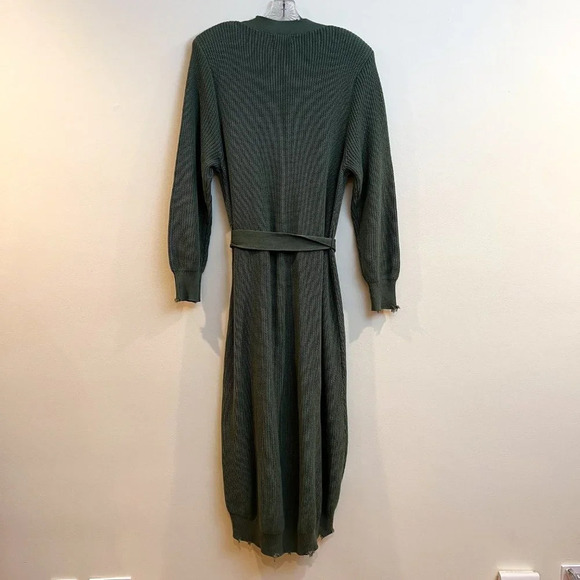 SER.O.YA Amanda Green Knit V Neck Tie Waist Button Down Sweater Maxi Dress L - Picture 13 of 13